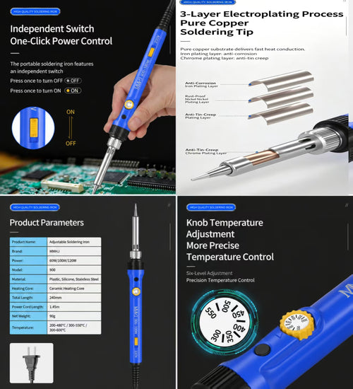 100 pieces 60W Blue Temperature Adjustable Soldering Iron